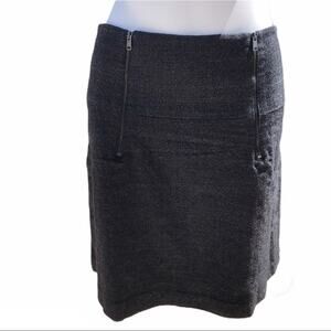 Ann Taylor grey wool skirt lined wide wasitband double zip size 10